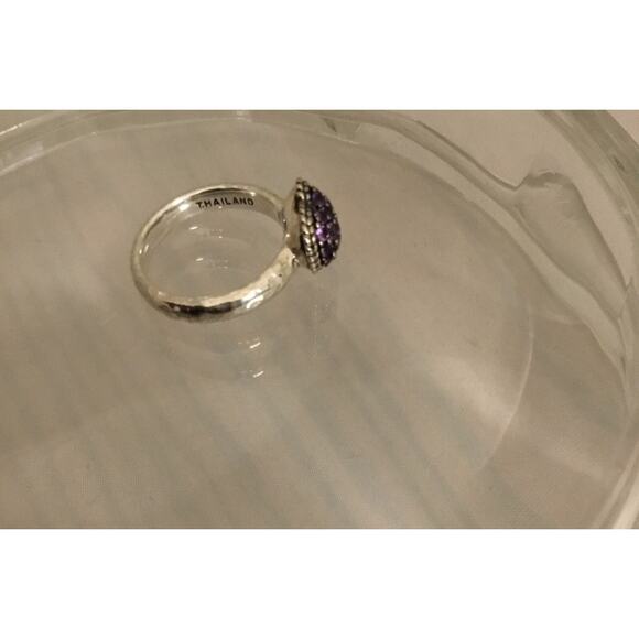 JAI for John Hardy Sterling Pave Amethyst Cluster Heart RING Size 6 - Picture 3 of 8